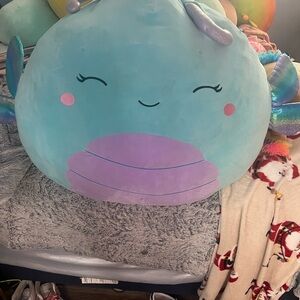 Squishmallows Aqua and Lavender Sea Creature Pillow